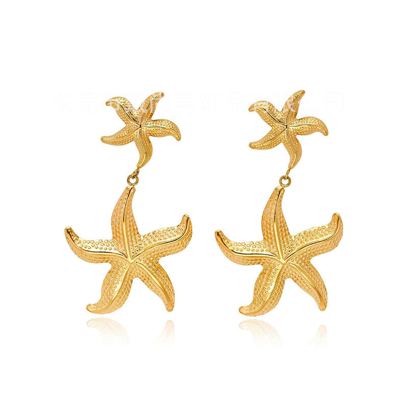 Wholesale 5pcs/pack Vintage Simple Ocean Stainless Steel Earrings